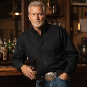 CINCH shirt black men's western cotton cowboy - XL